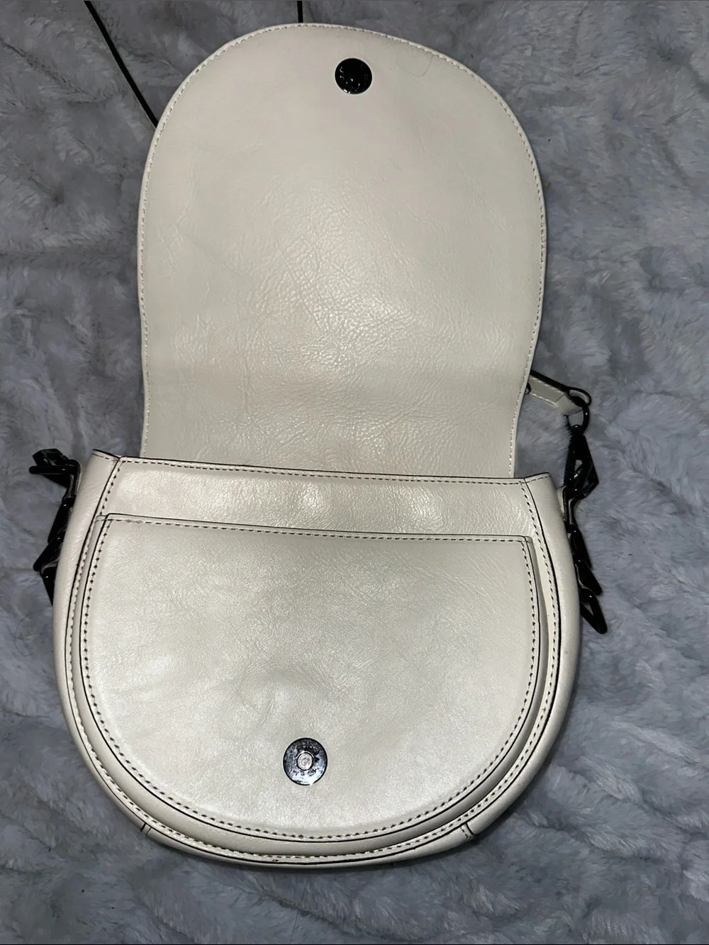Rebecca Minkoff White Perforated Saddle Crossbody